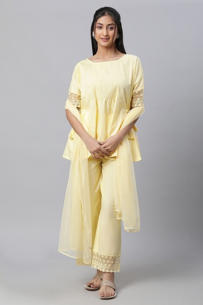 Buy Aurelia Yellow Embroidered Kurta Palazzo Set With Dupatta for Women  Online @ Tata CLiQ